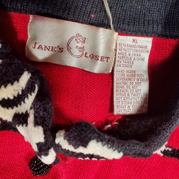 VTG 90s Janes Closet Knit Cardigan Sweater Embellished Purse Shopping Zebra Heel - Picture 6 of 8